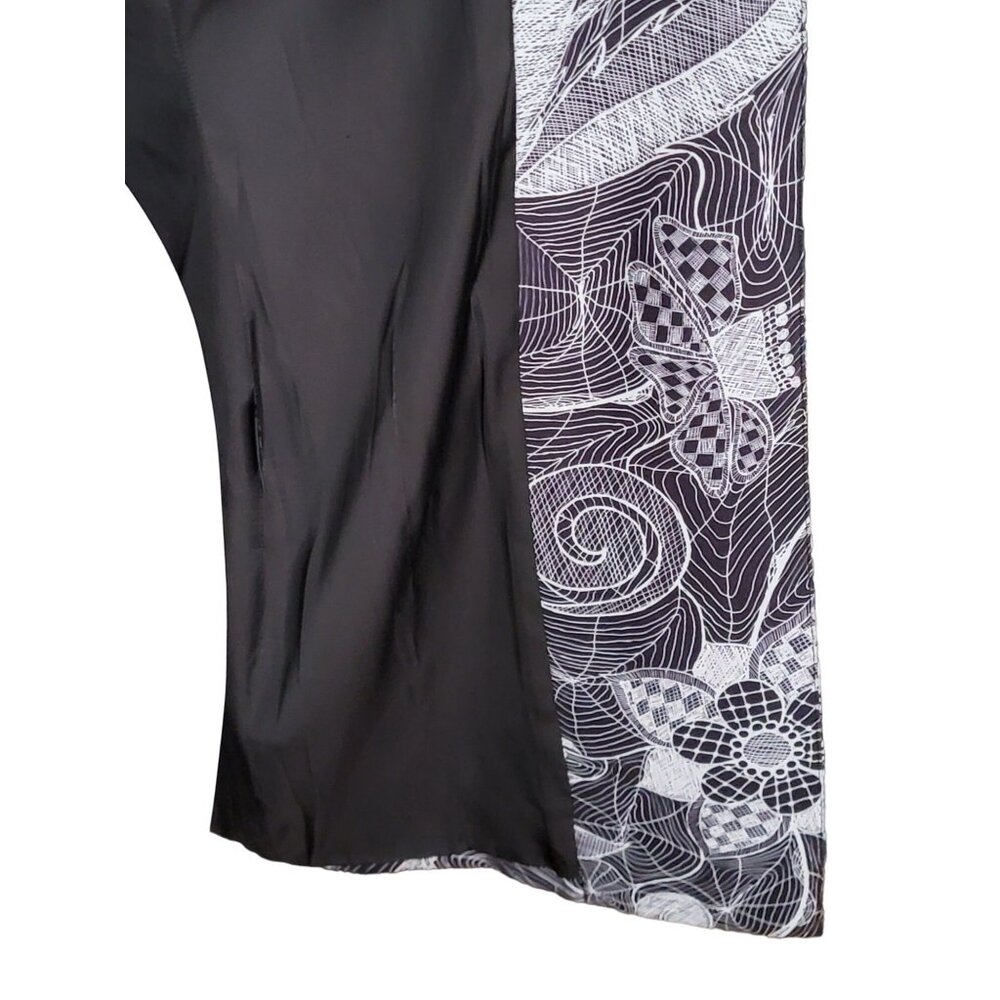 Angelys Balek Jacket 10 Black White Silk Blend Beetle Floral Open Front Gothic - Picture 4 of 8